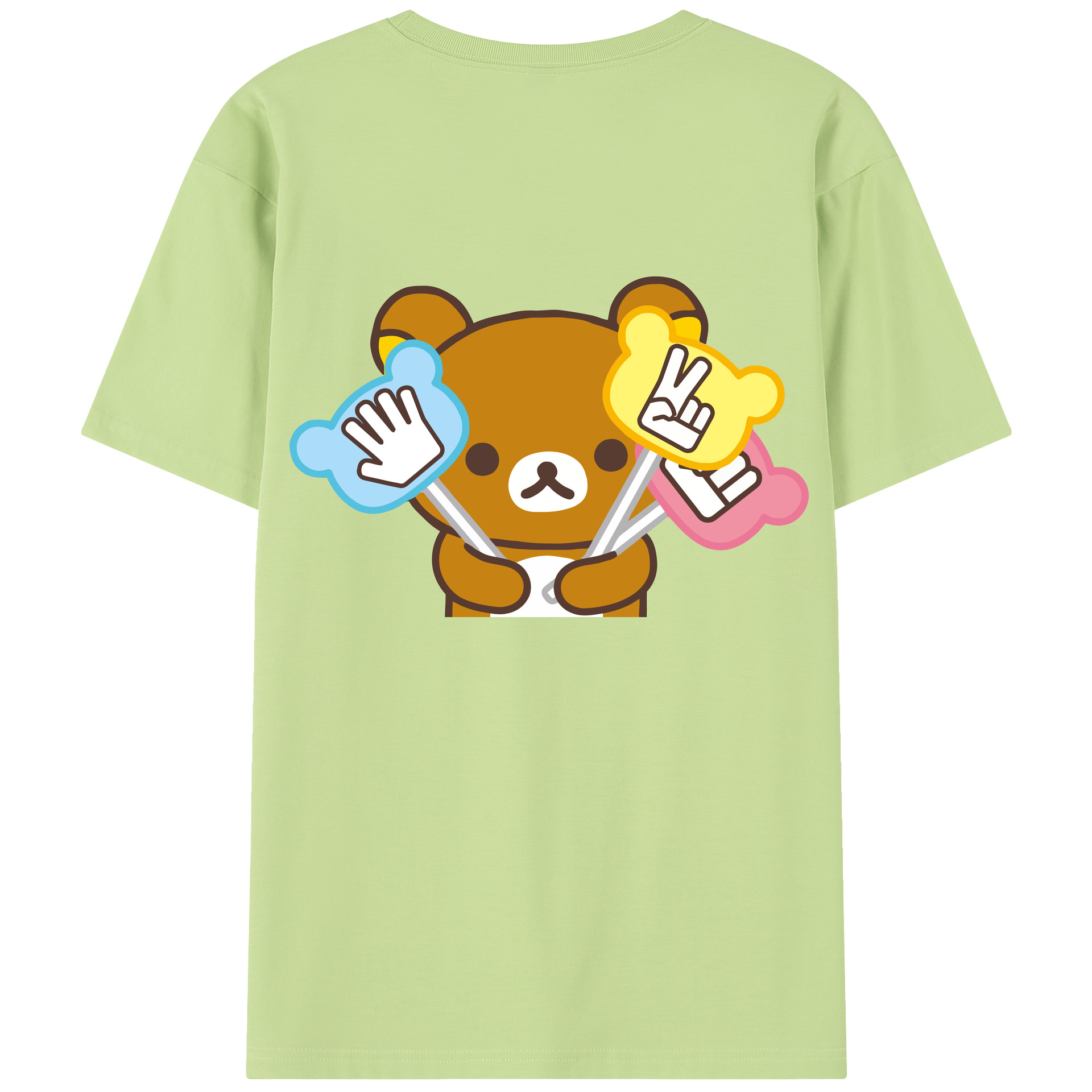 （画像用） リラックマ リラックマ キイロイトリ Rilakkuma Korilakkuma Kiiroitori 綿100％半袖Tシャツ（背面プリント）
